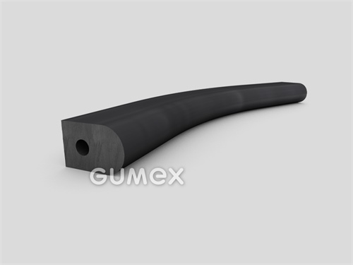 "D" Gummiprofil mit Loch, 12x18/R6mm, 45°ShA, NBR, ISO 3302-1 E2, -40°C/+70°C, schwarz, 